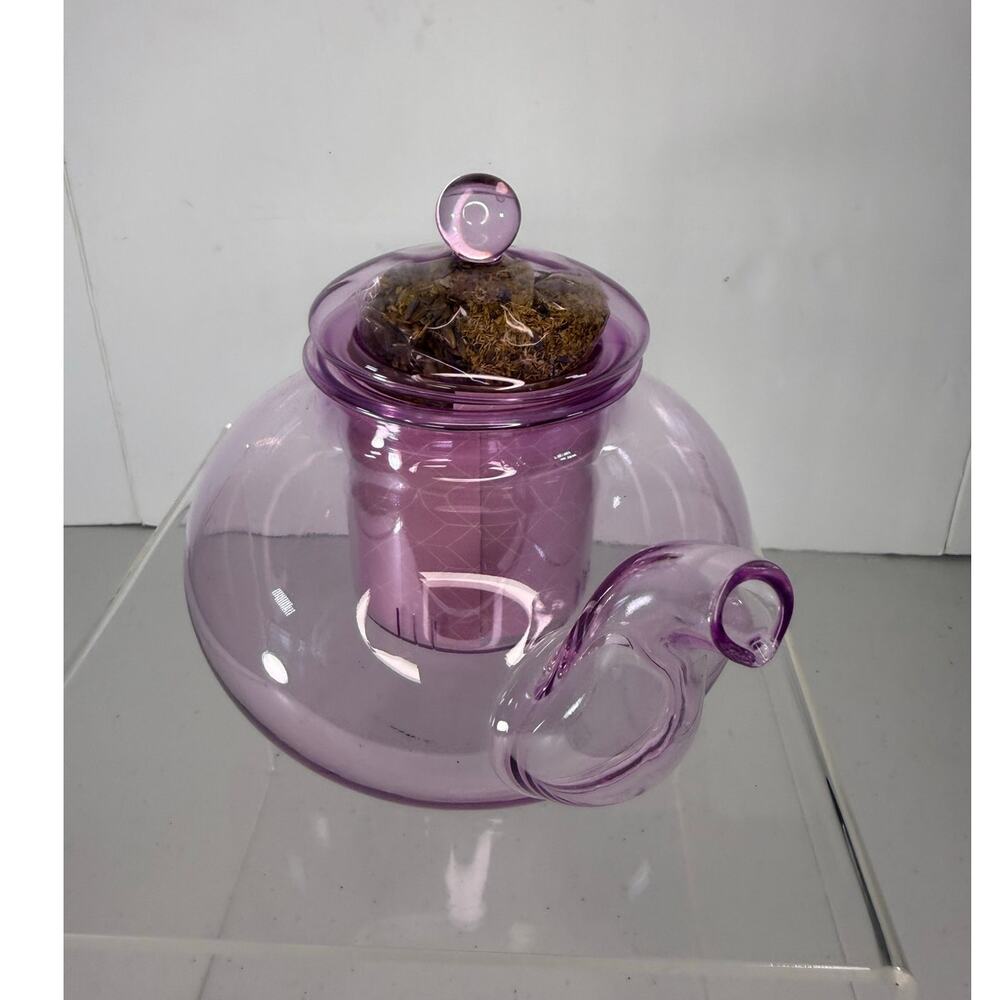 Purple Borosilicate Glass Teapot with Removable Glass Infuser & Lid - Picture 6 of 6